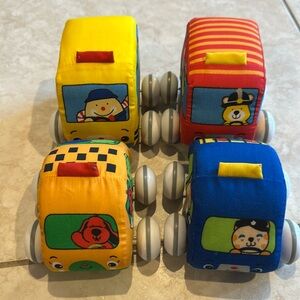 Melissa & Doug K's Kids Soft Plush Pull- Back Town 4 Vehicles
